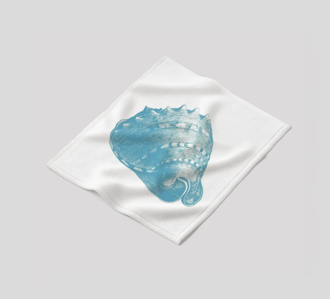 Triton Shell Etching - Coastal Marine Life Print fleece blanket by NorwesClub