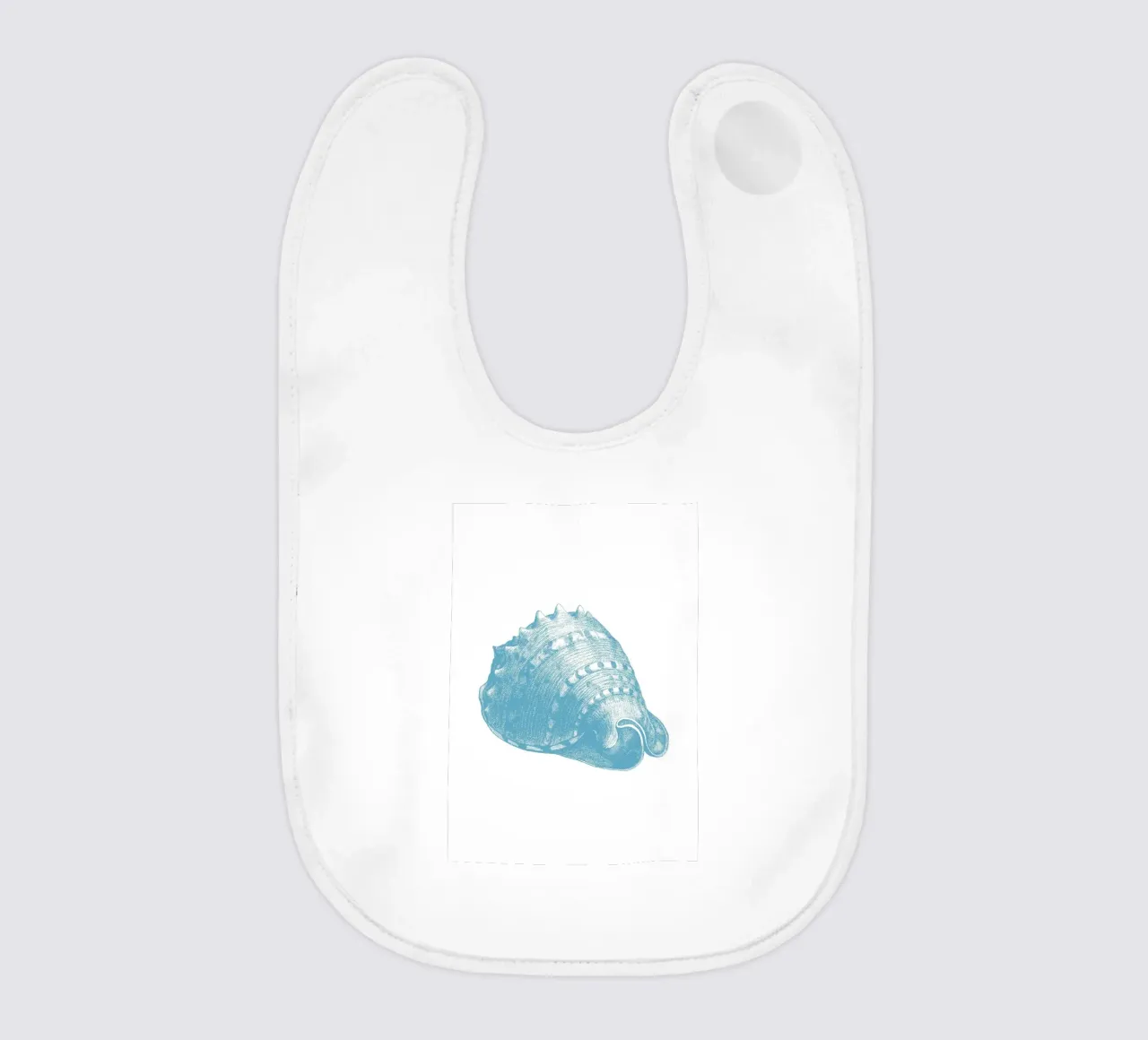 Triton Shell Etching - Coastal Marine Life Print baby bib by NorwesClub