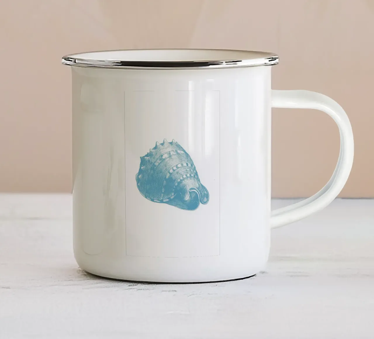 Triton Schelp Ets - Kustzeedieren Print emaille mok van NorwesClub