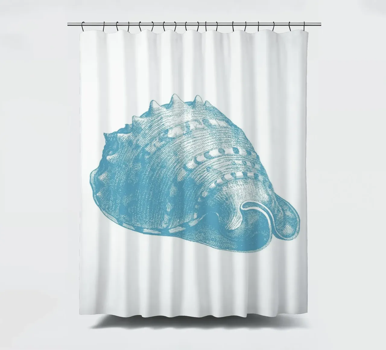 Triton Shell Etching - Coastal Marine Life Print shower curtain by NorwesClub