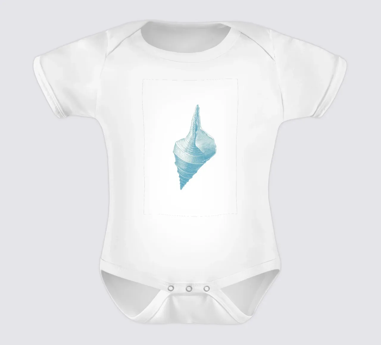 Elegant Conch Shell - Ocean Blue Etching Marine Art short-sleeve baby romper by NorwesClub