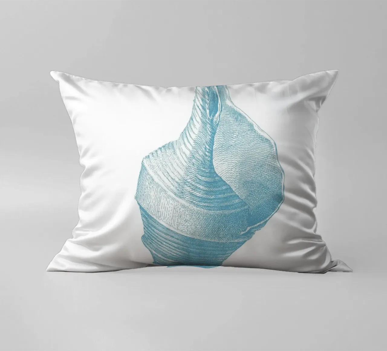 Elegant Conch Shell - Ocean Blue Etching Marine Art coussin de NorwesClub