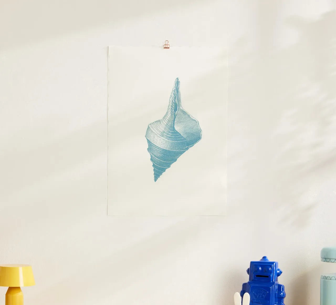 Elegant Conch Shell - Ocean Blue Etching Marine Art poster by NorwesClub