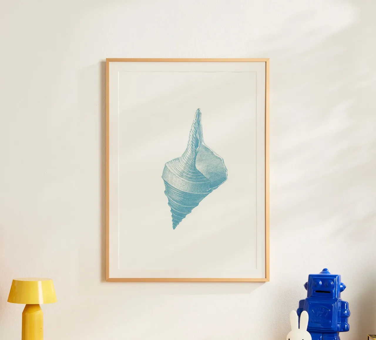 Elegant Conch Shell - Ocean Blue Etching Marine Art poster by NorwesClub