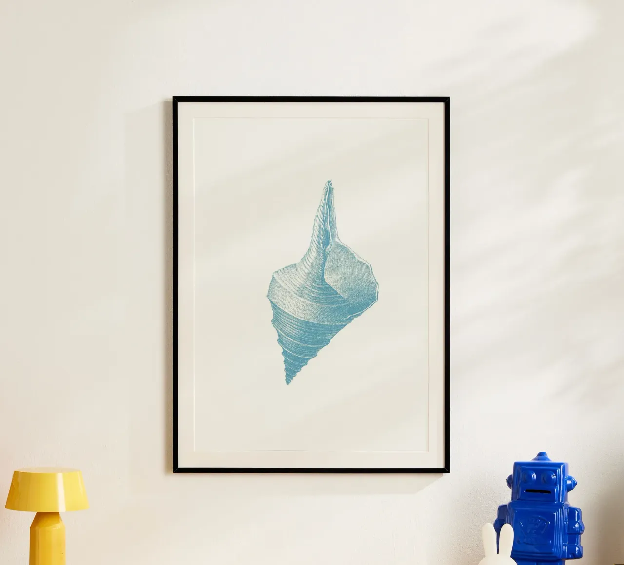 Elegant Conch Shell - Ocean Blue Etching Marine Art poster by NorwesClub