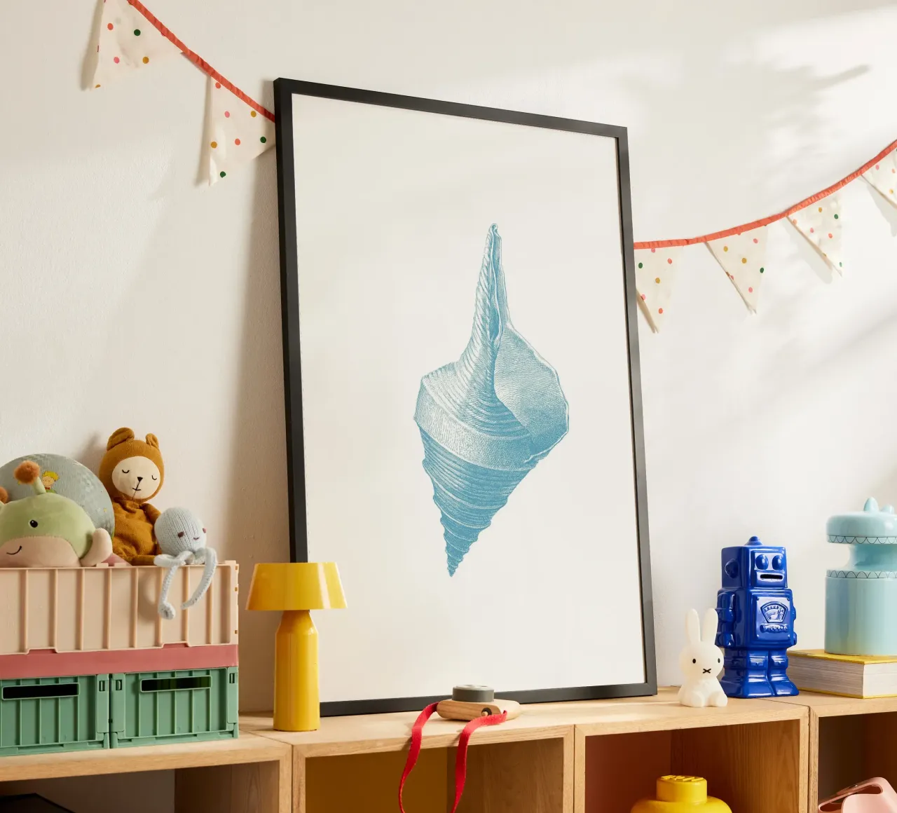 Elegant Conch Shell - Ocean Blue Etching Marine Art poster by NorwesClub
