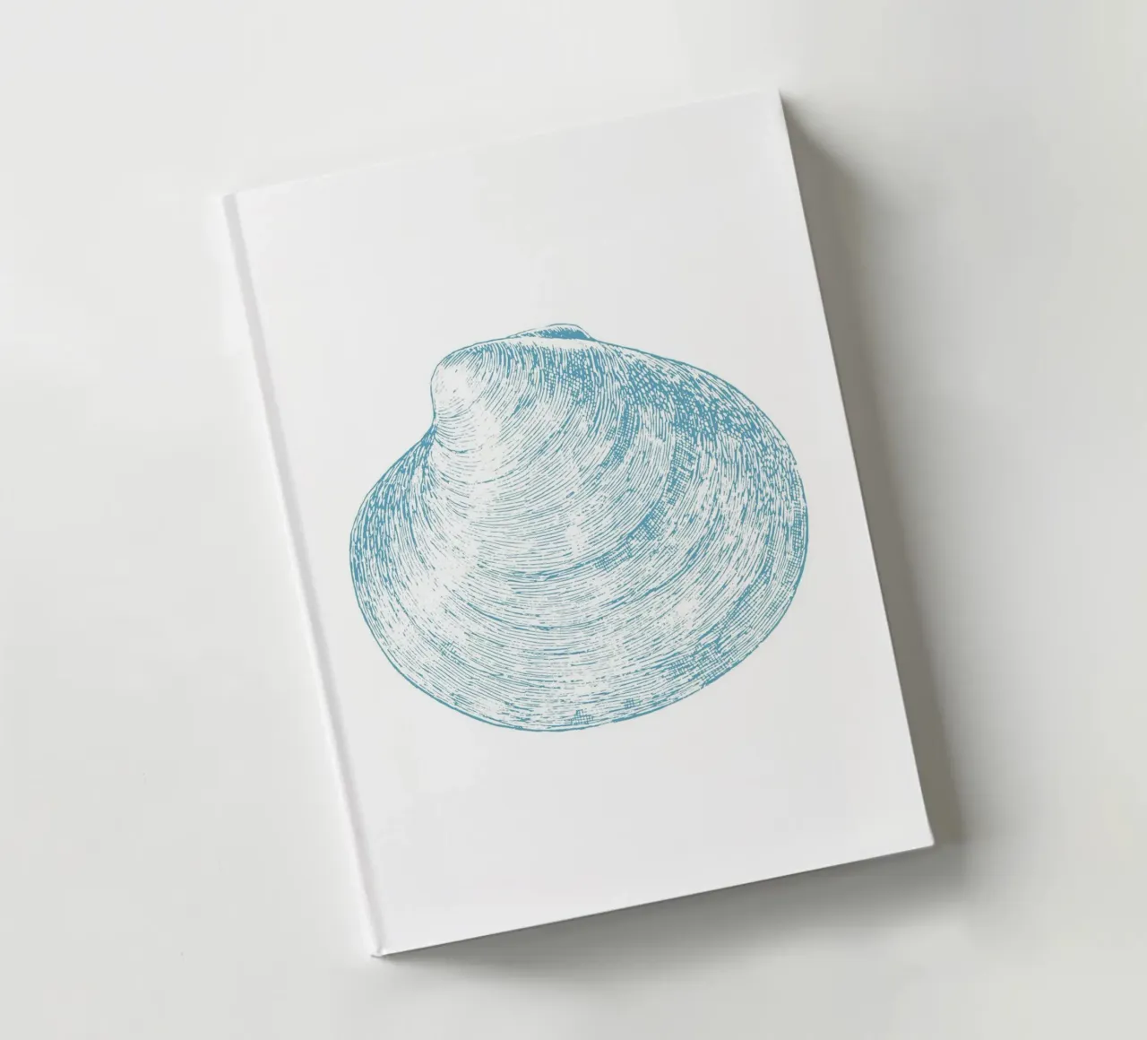 Blue Clam Shell - Coastal Marine Etching Print notebook by NorwesClub