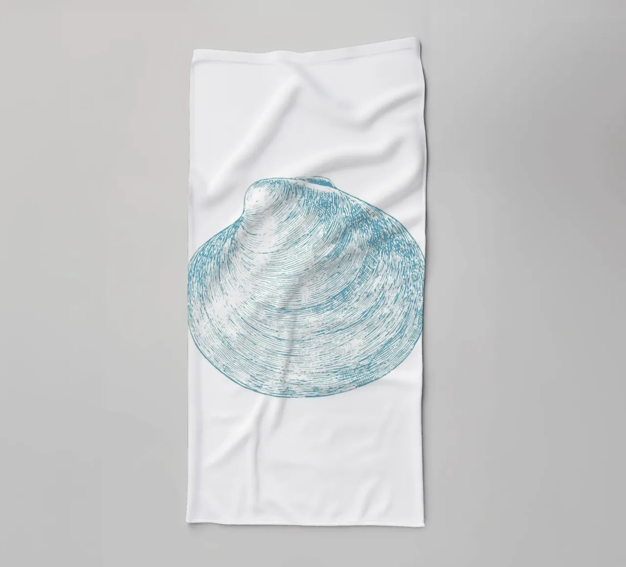 Blue Clam Shell - Coastal Marine Etching Print towel by NorwesClub