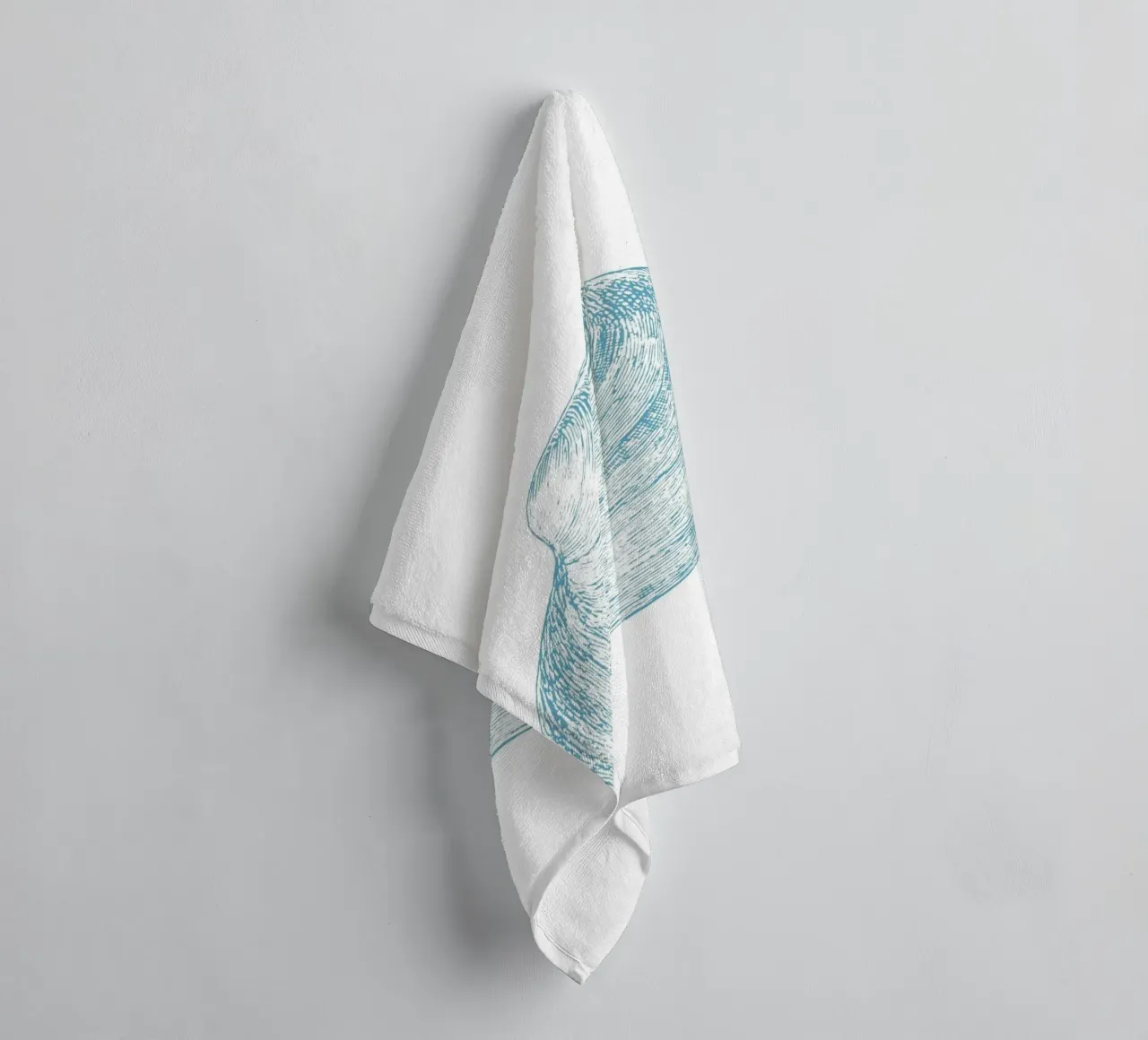 Blue Clam Shell - Coastal Marine Etching Print towel by NorwesClub