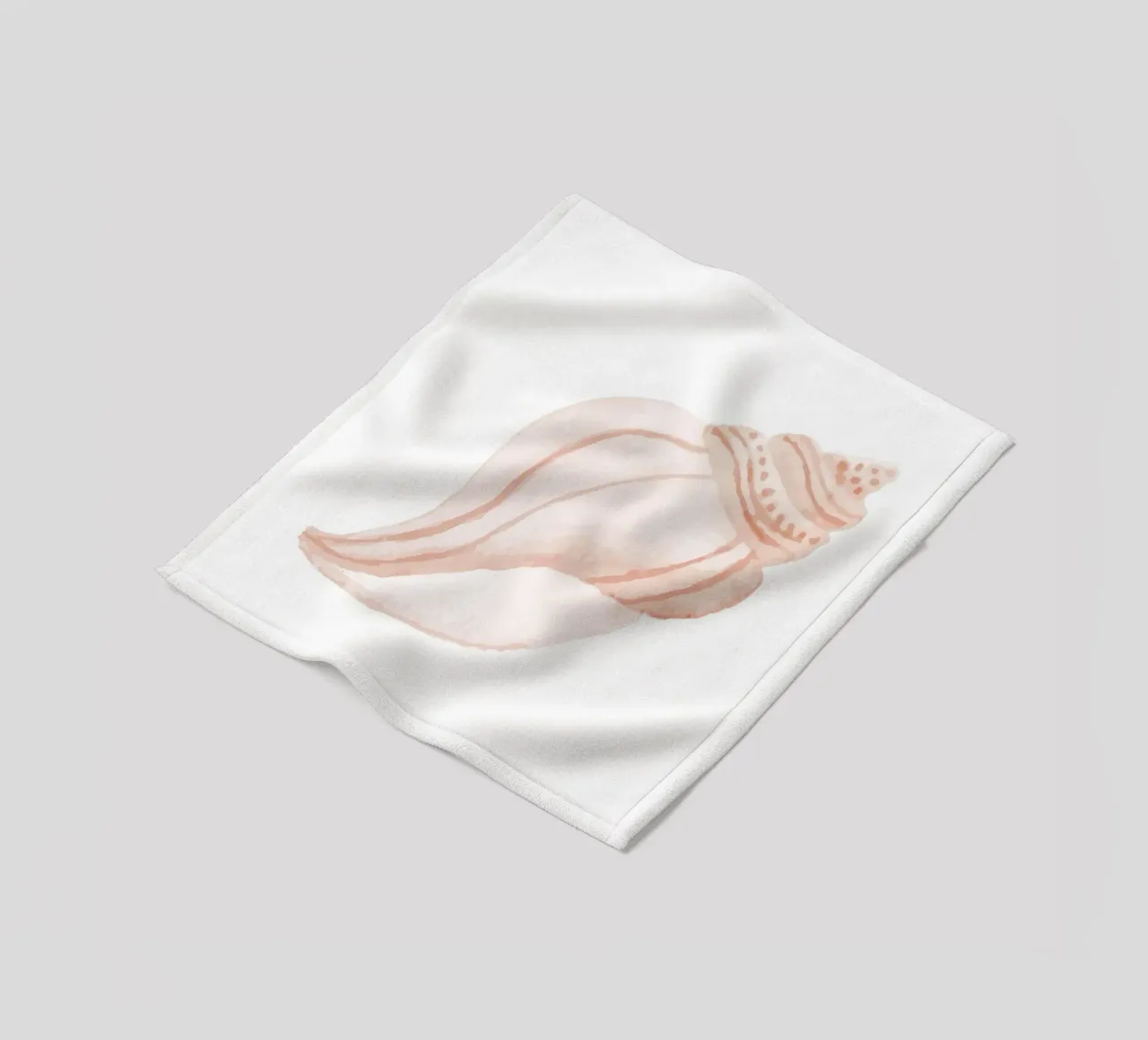 Blush Pink Whelk Shell - Watercolor Coastal Marine Art fleece blanket by NorwesClub