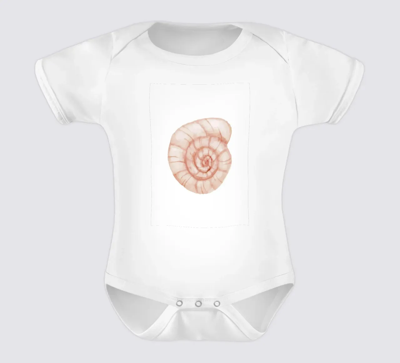 Conchiglia a spirale di colore bianco - Nautilus art. acquerello costiero body neonato maniche corte da NorwesClub
