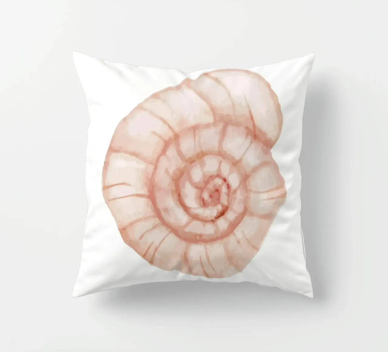 Conchiglia a spirale di colore bianco - Nautilus art. acquerello costiero cuscino da NorwesClub