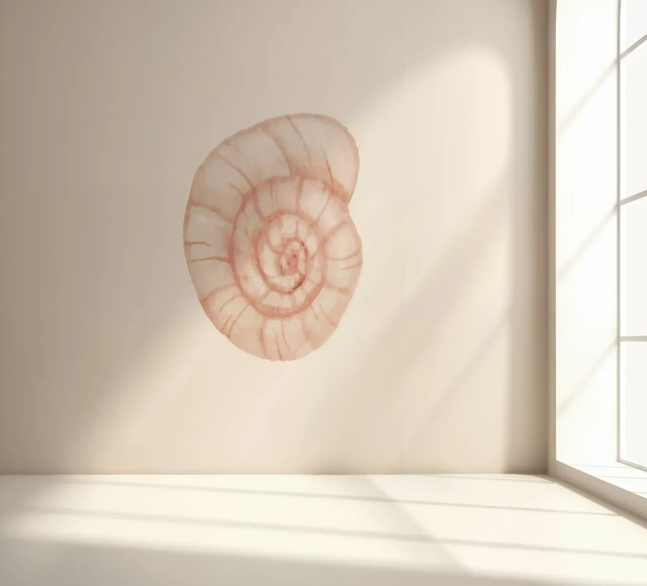Blush Spiraal Zeeschelp - Aquarel Kust Nautilus Kunst fotobehang van NorwesClub