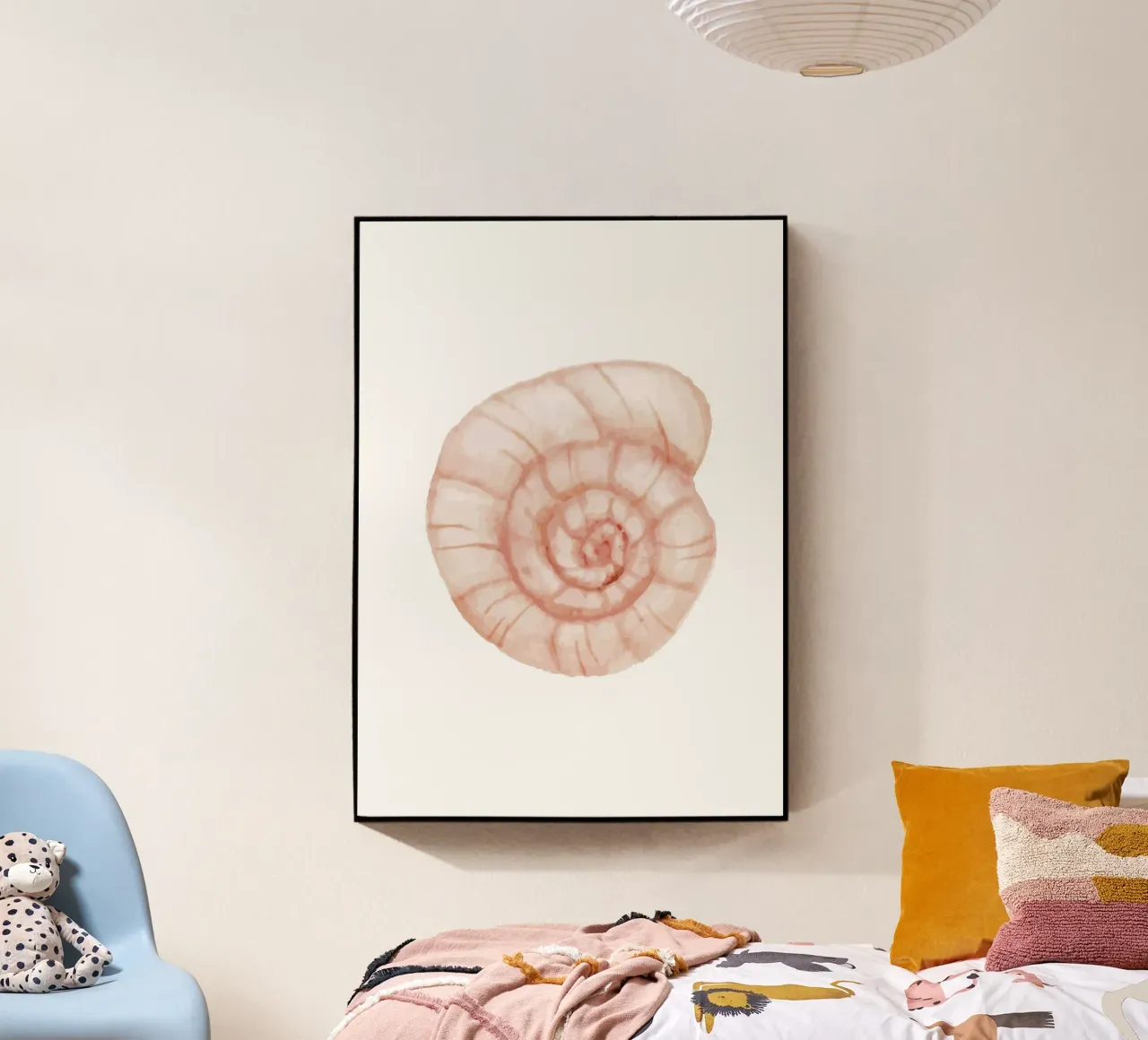 Conchiglia a spirale di colore bianco - Nautilus art. acquerello costiero plexiglass da NorwesClub