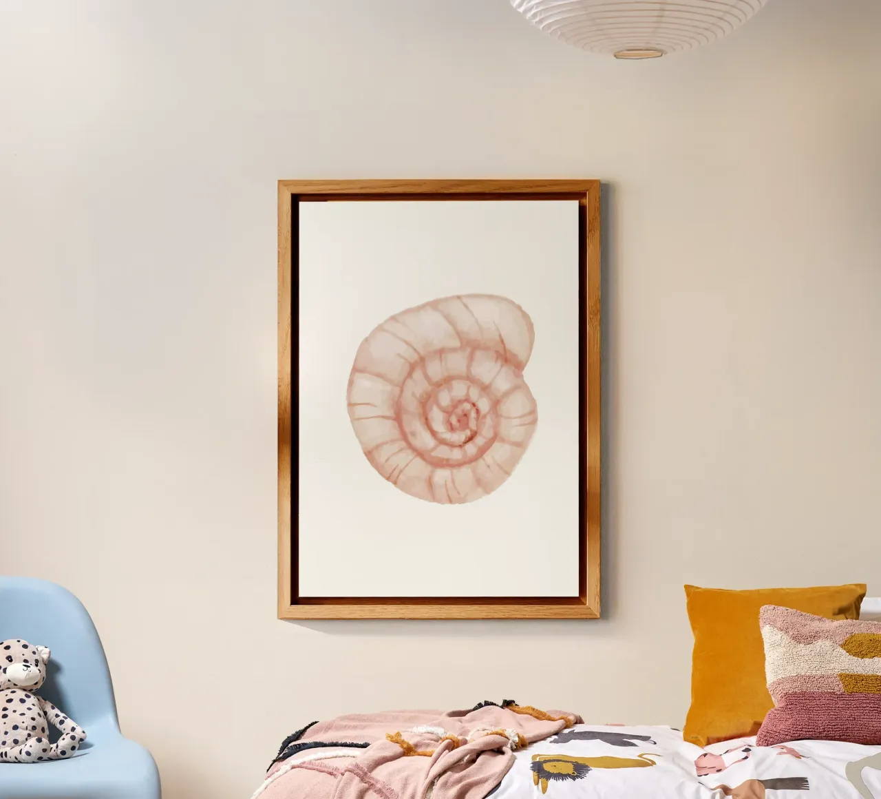 Conchiglia a spirale di colore bianco - Nautilus art. acquerello costiero alluminio dibond da NorwesClub