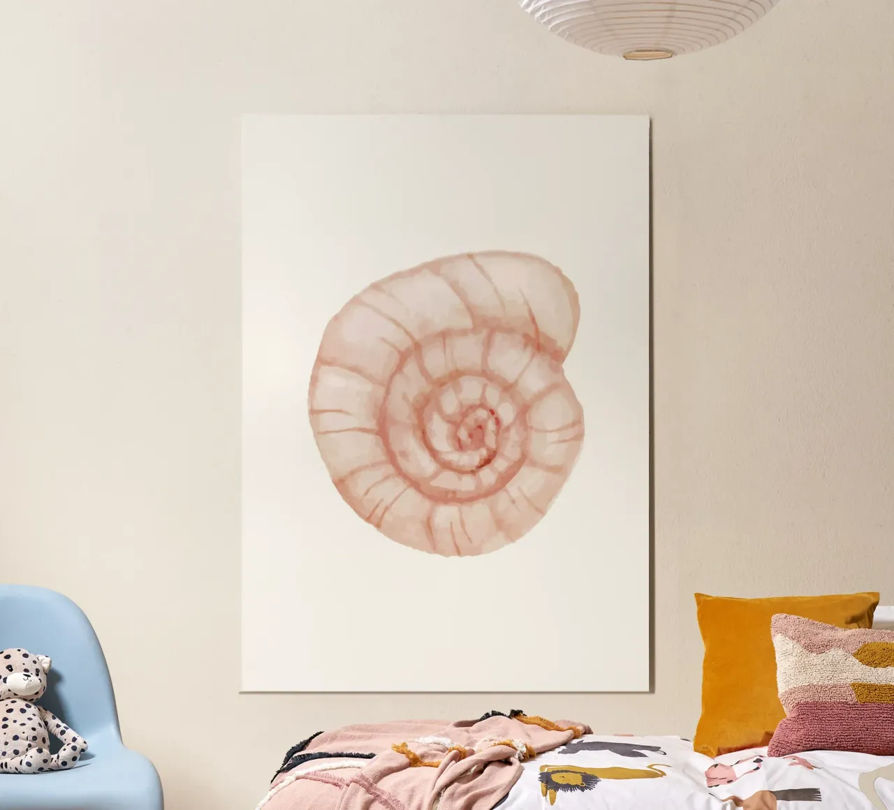 Conchiglia a spirale di colore bianco - Nautilus art. acquerello costiero alluminio dibond da NorwesClub