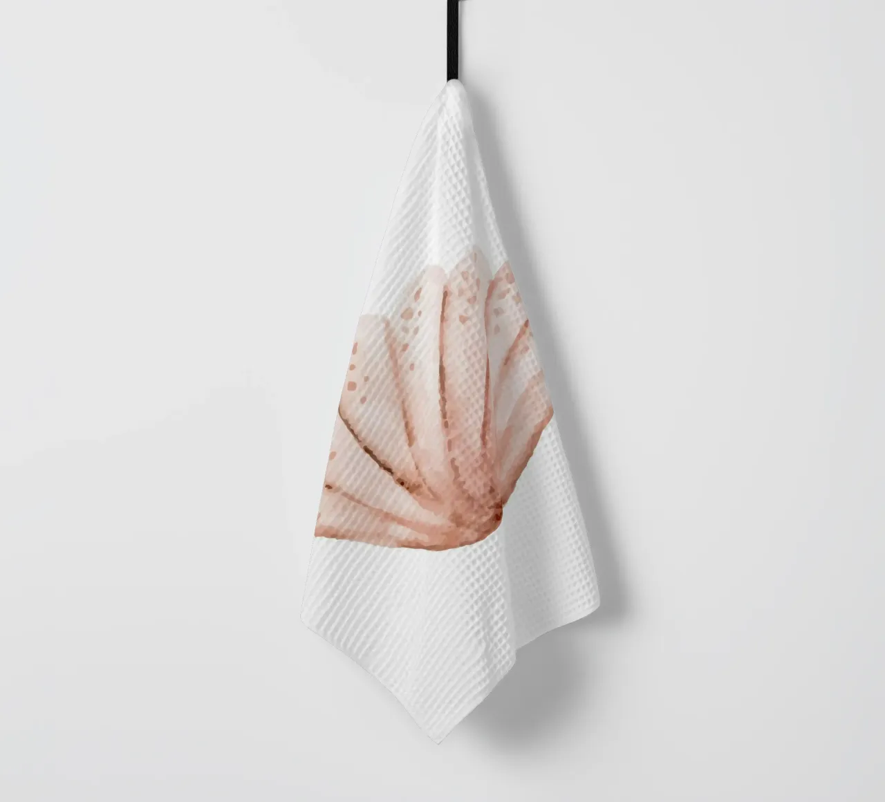Delicate Pink Scallop - Watercolor Coastal Marine Art tea towel by NorwesClub