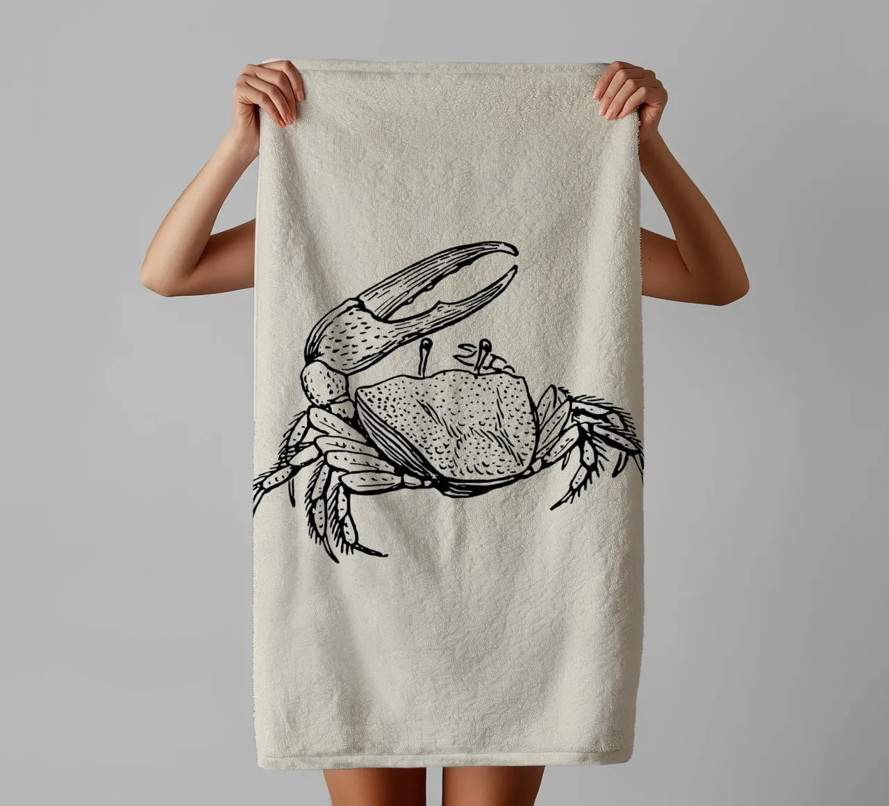 Vintage Fiddler Crab - Coastal Etching Marine Art serviette de bain de NorwesClub