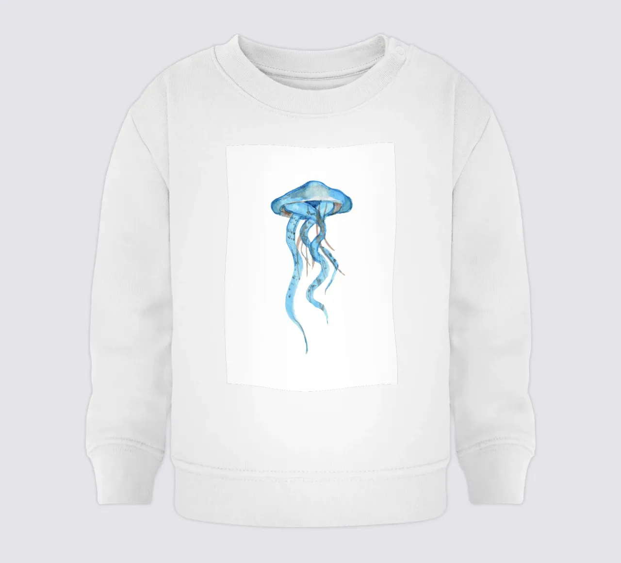 Azure Jellyfish Flow - Watercolor Marine Life Art baby sweatshirt by NorwesClub