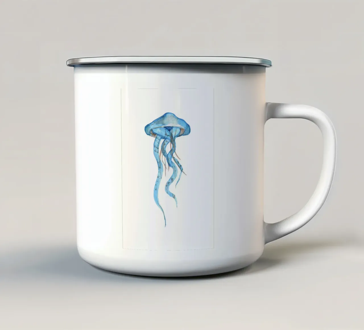 Flusso di meduse azzurre - Acquerello sulla vita marina tazza in smalto da NorwesClub