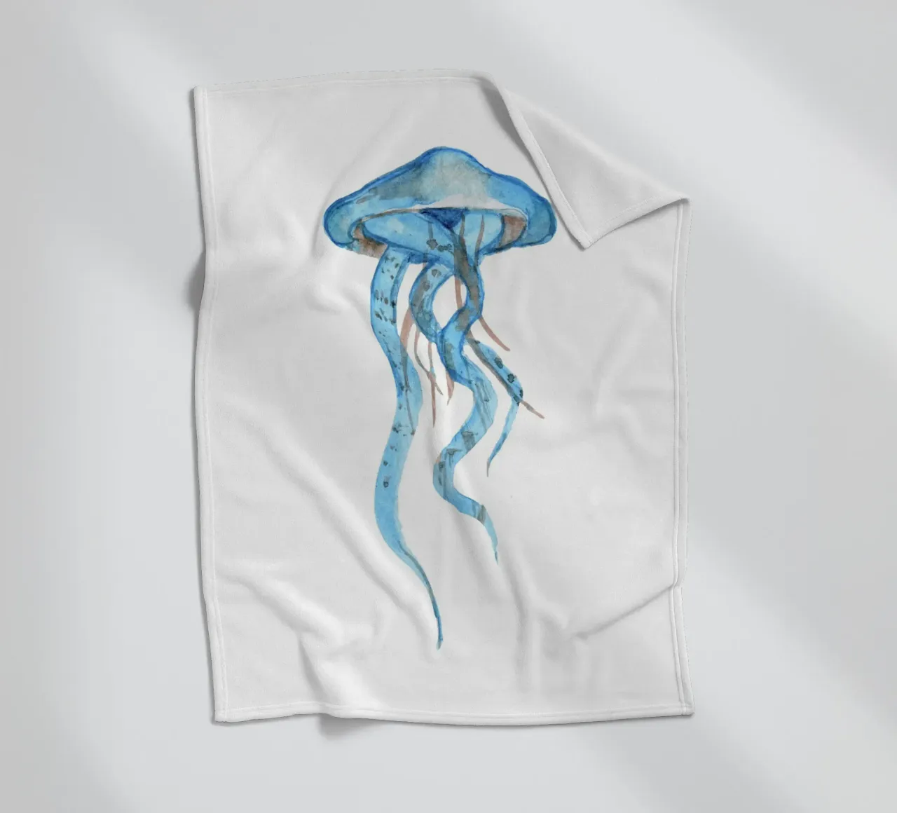 Flusso di meduse azzurre - Acquerello sulla vita marina coperta in pile da NorwesClub
