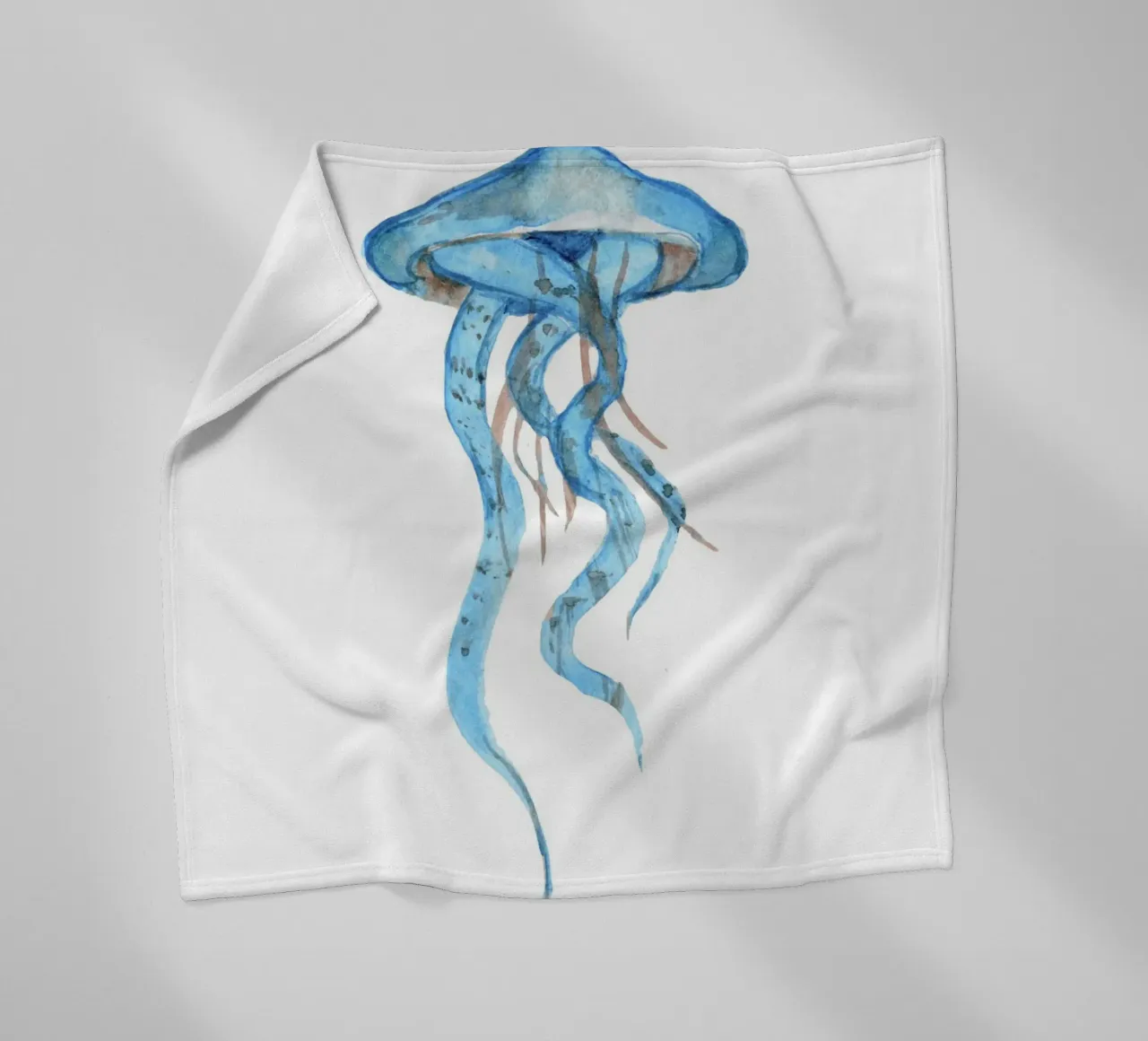 Flusso di meduse azzurre - Acquerello sulla vita marina coperta in pile da NorwesClub