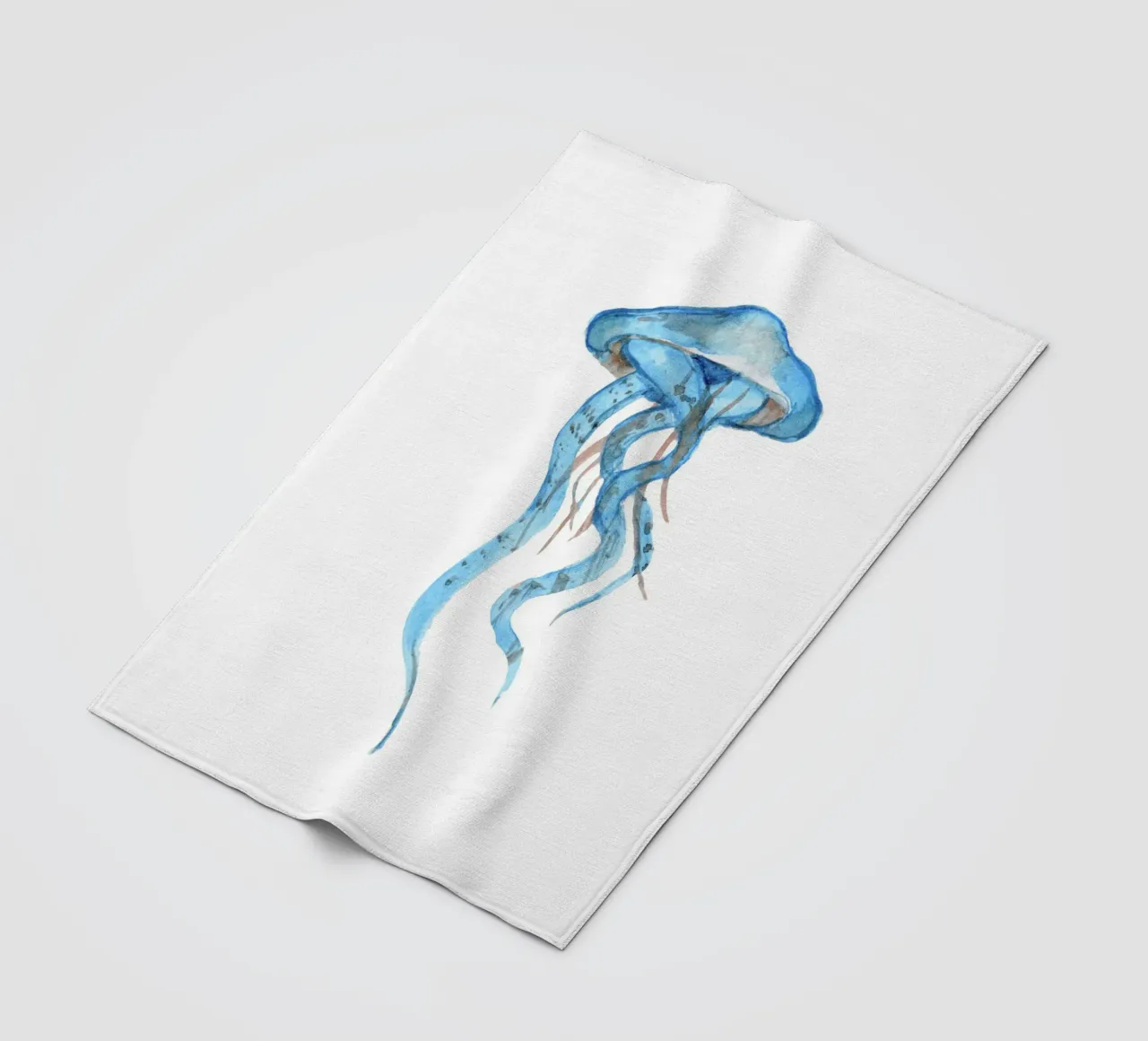 Flusso di meduse azzurre - Acquerello sulla vita marina coperta in pile da NorwesClub
