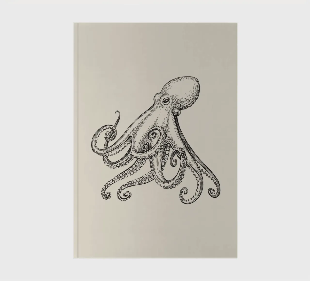 Vintage Octopus Sketch - Nautical Marine Life Etching notebook by NorwesClub