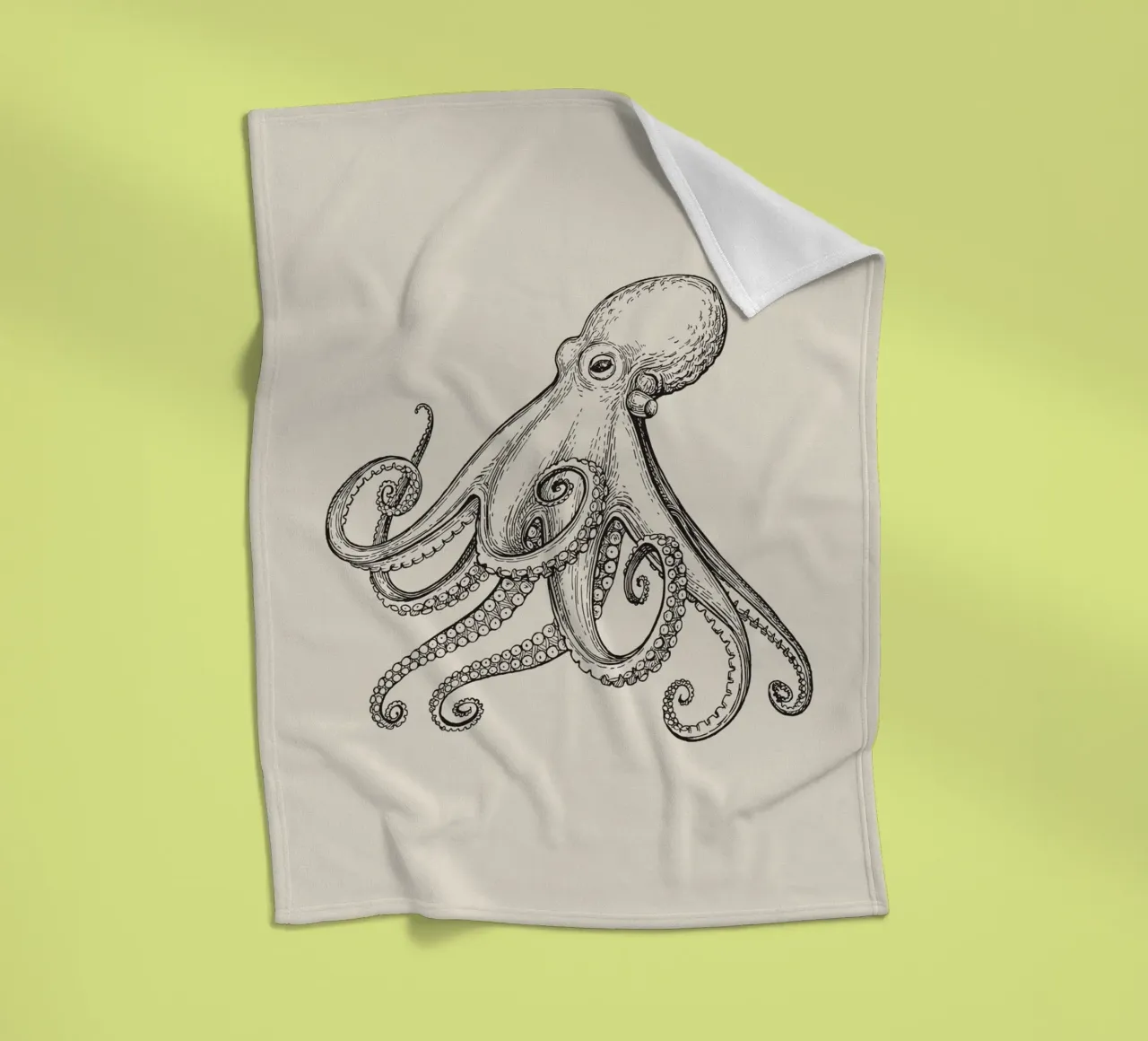 Schizzo di polpo d'epoca - Acquaforte sulla vita marina nautica coperta in pile da NorwesClub