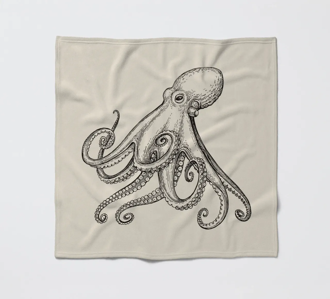 Schizzo di polpo d'epoca - Acquaforte sulla vita marina nautica coperta in pile da NorwesClub
