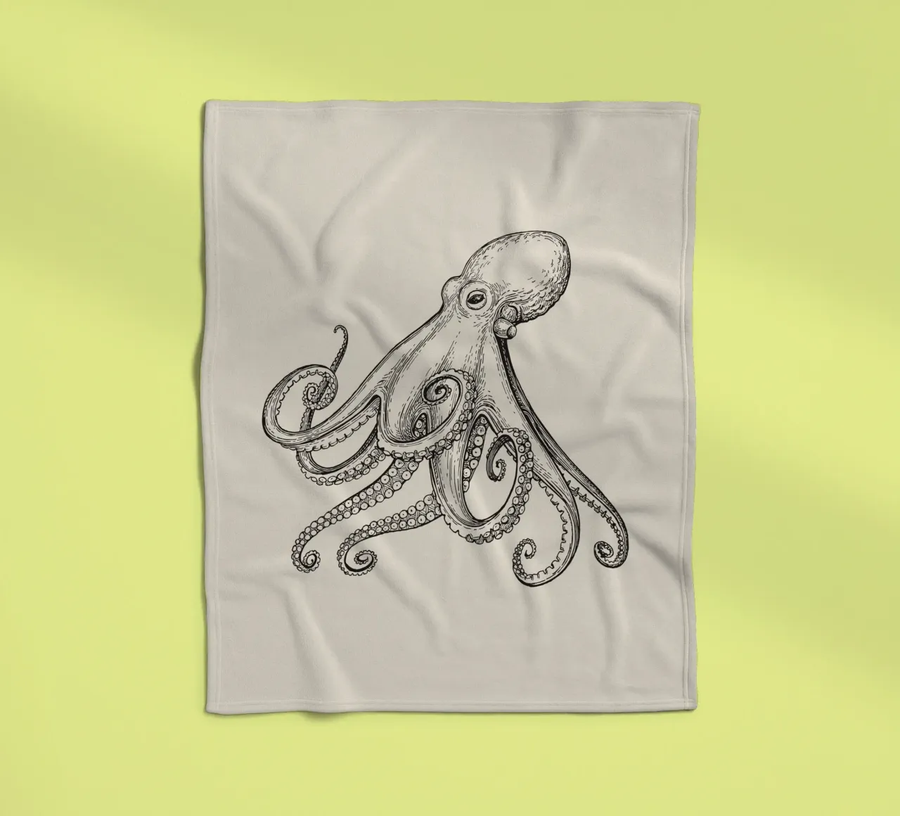 Schizzo di polpo d'epoca - Acquaforte sulla vita marina nautica coperta in pile da NorwesClub