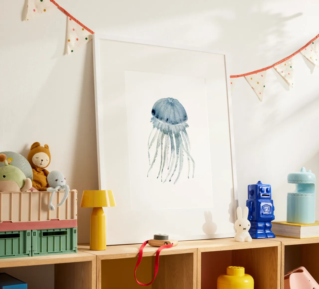 Grey Blue Jellyfish - Ethereal Watercolor Marine Art poster by NorwesClub