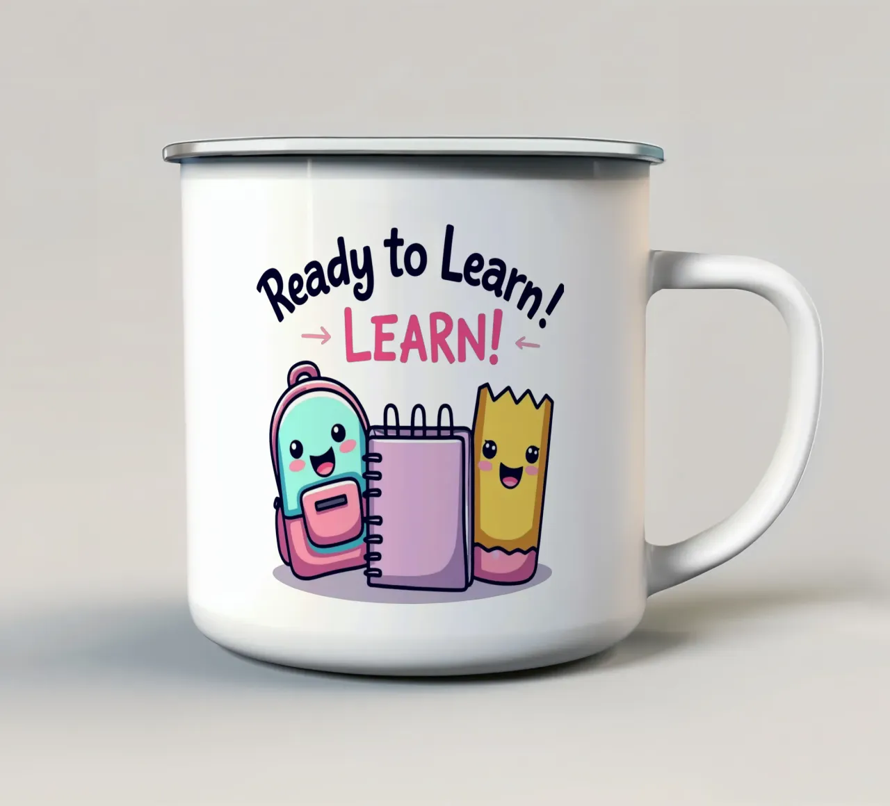 Ready to Learn - Niedliche Schreibwaren für die Schule Emaille Tasse von artdesign1985