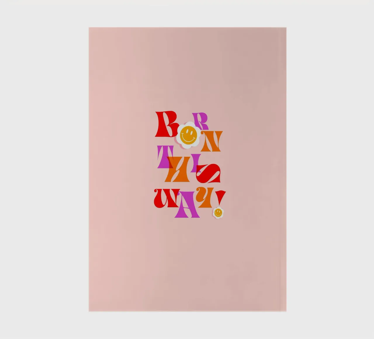 BORN THIS WAY • Retro Pride Typography Art in Pink and Red notebook by Dominique Vari Words