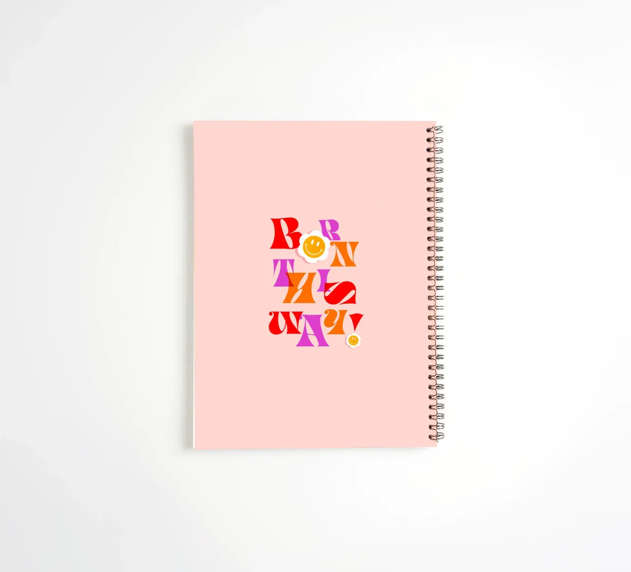 BORN THIS WAY - Arte tipografica retro Pride in rosa e rosso diario ad anelli da Dominique Vari Words