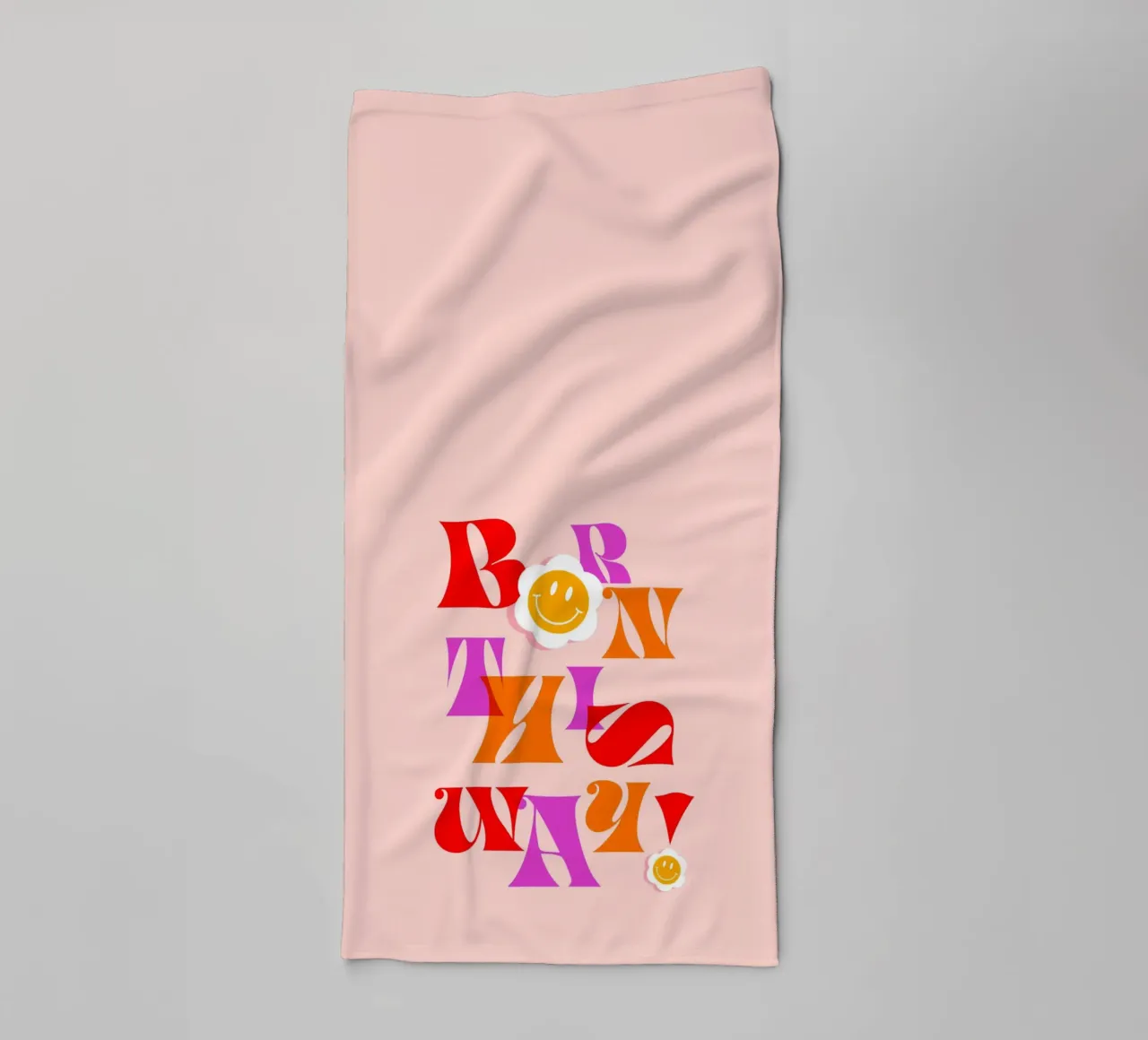 BORN THIS WAY • Retro Pride Typography Art in Pink and Red towel by Dominique Vari Words