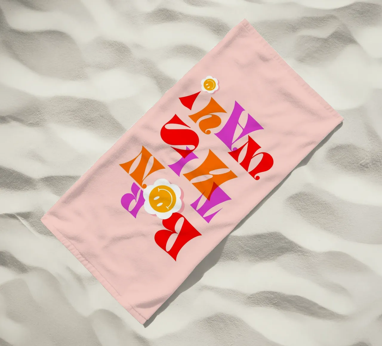 BORN THIS WAY • Retro Pride Typography Art in Pink and Red beach towel by Dominique Vari Words