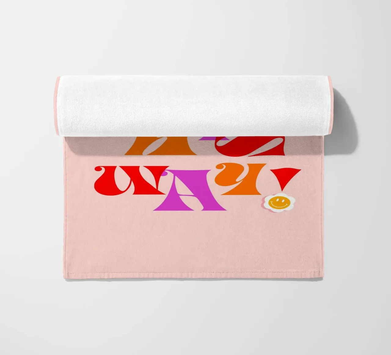 BORN THIS WAY • Retro Pride Typography Art in Pink and Red beach towel by Dominique Vari Words