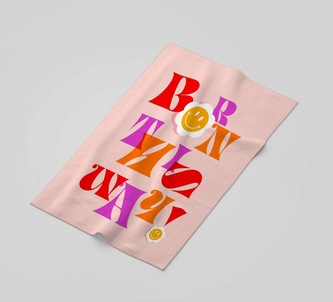BORN THIS WAY • Retro Pride Typography Art in Pink and Red beach towel by Dominique Vari Words