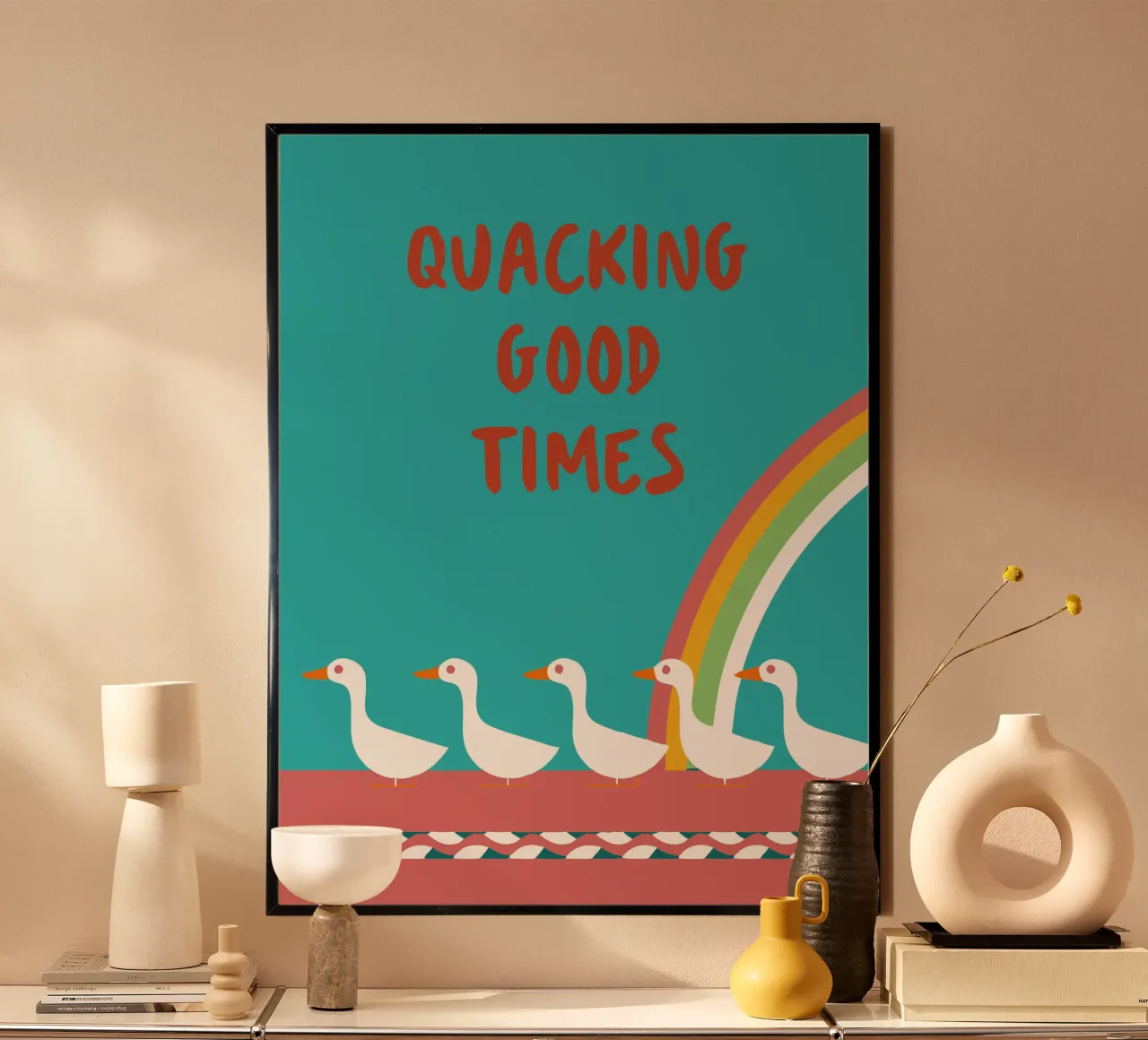 Duck Quotes poster con telaio in plastica da LOOK DIFFERENT