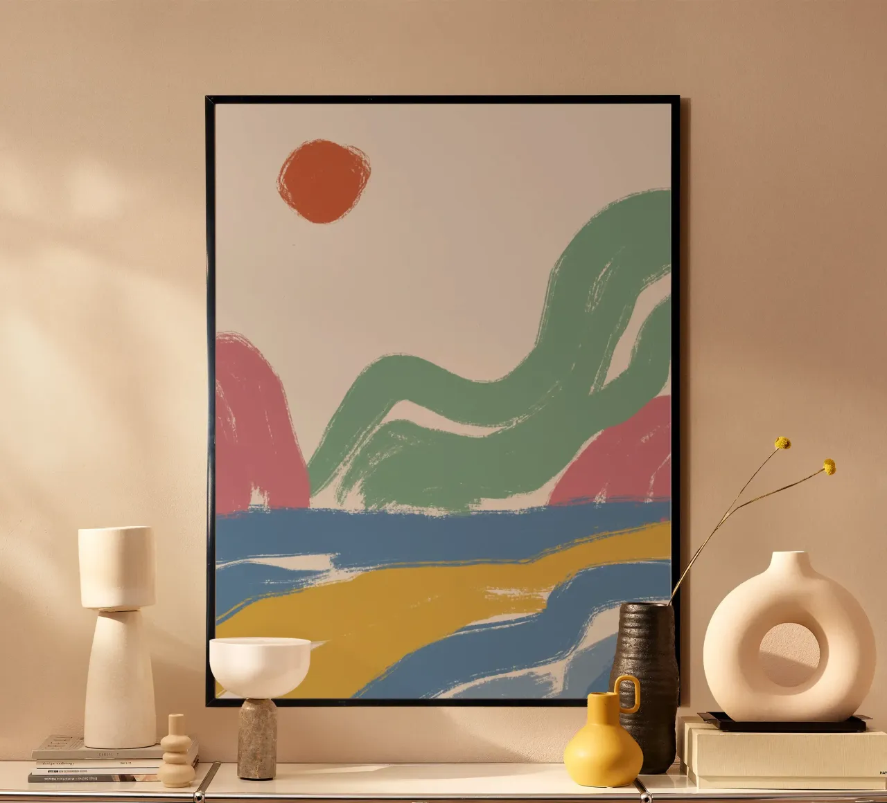 Bunte Pinselstriche Berge Poster von Little Dean