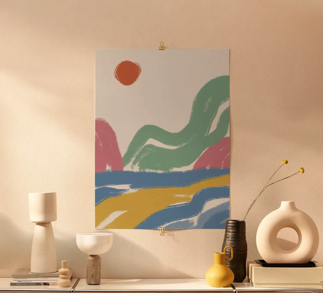 Bunte Pinselstriche Berge Poster von Little Dean