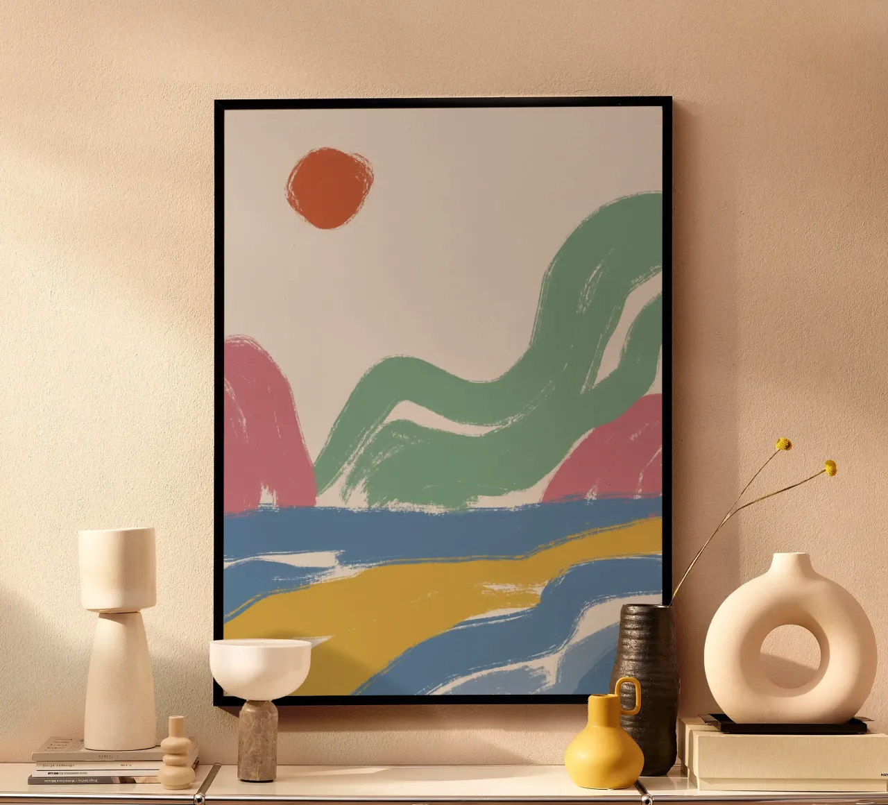 Bunte Pinselstriche Berge Poster von Little Dean