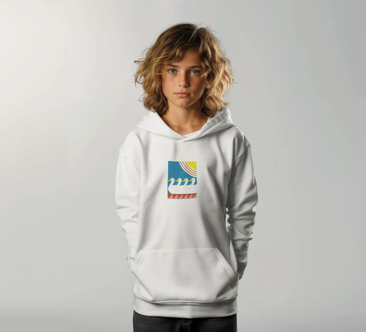 Swimming Duck kids hoodie by LOOK DIFFERENT