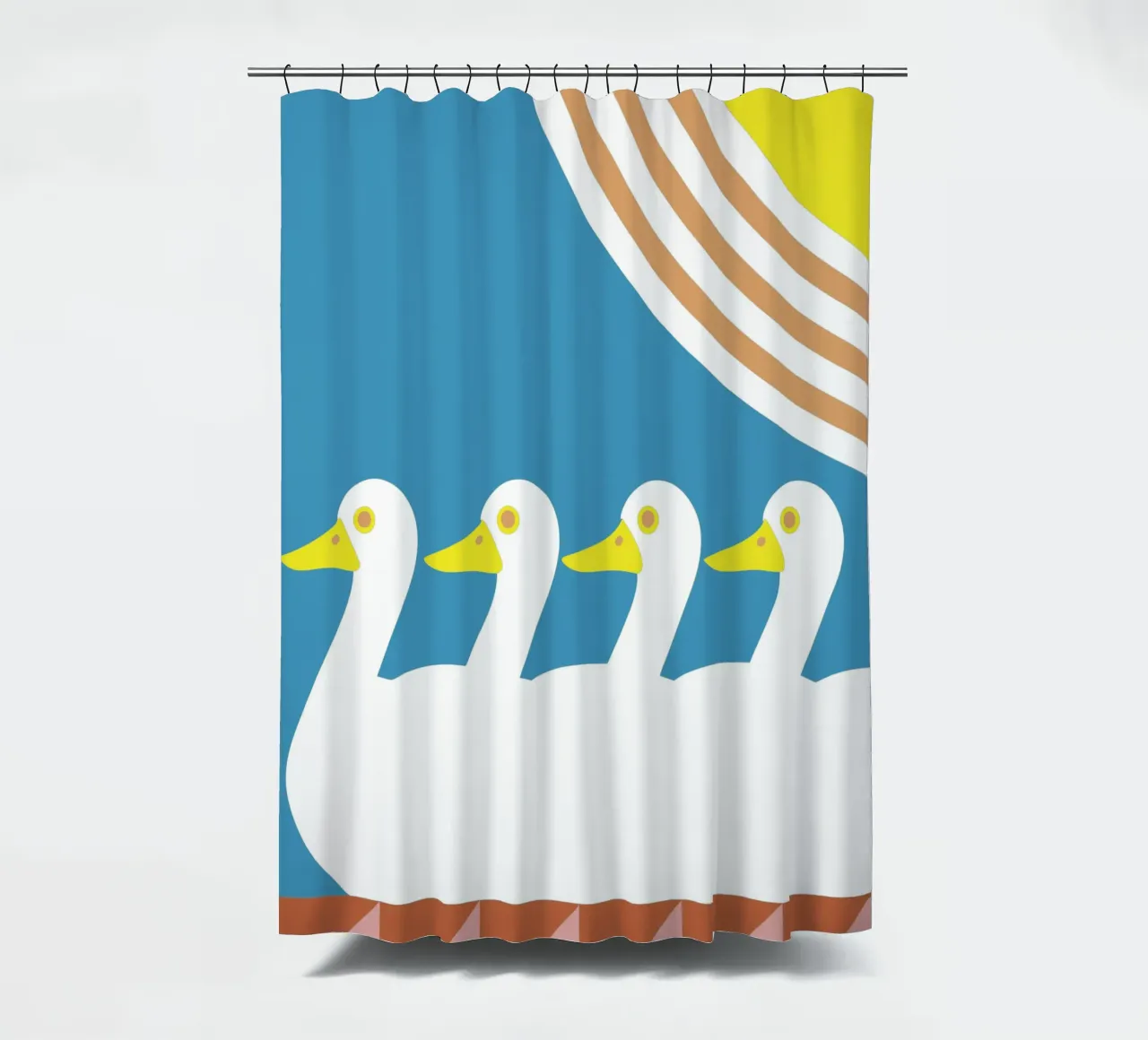 Swimming Duck shower curtain by LOOK DIFFERENT