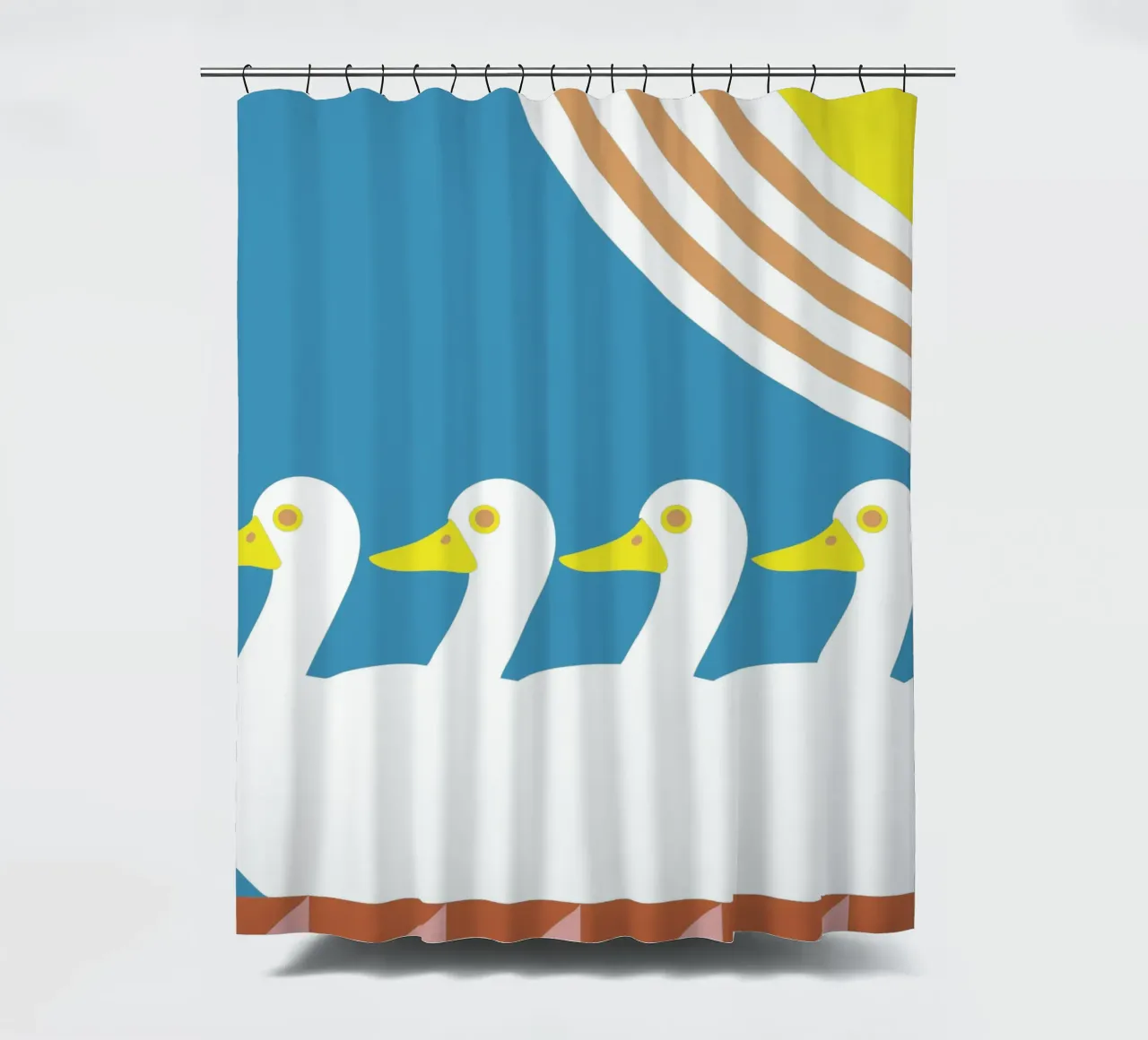 Swimming Duck shower curtain by LOOK DIFFERENT