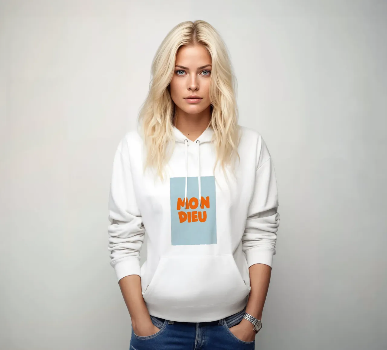 Mon Dieu, azzurro felpa con cappuccio da Carinaprint