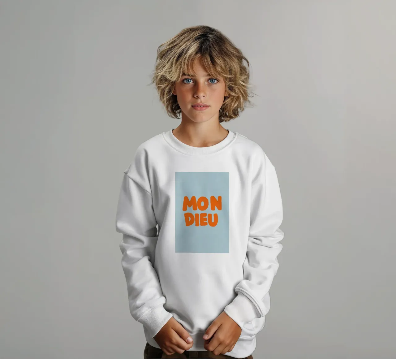 Mon Dieu, azzurro felpa bambino da Carinaprint