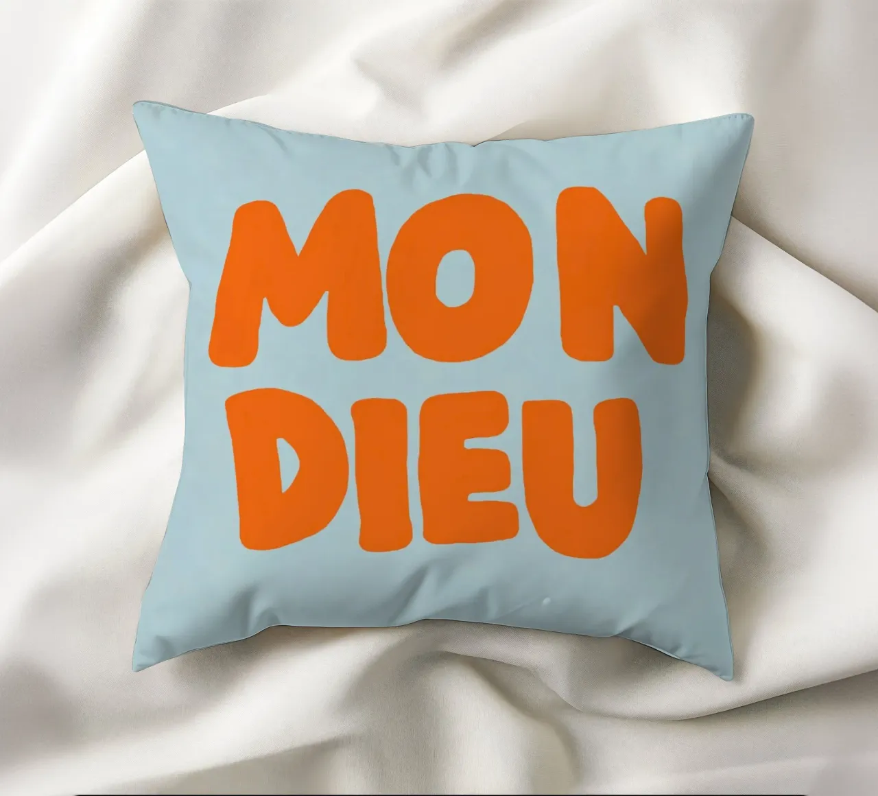 Mon Dieu, azzurro cuscino da Carinaprint
