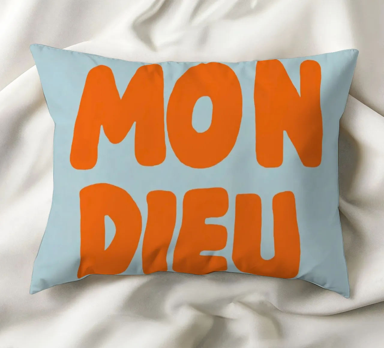 Mon Dieu, azzurro cuscino da Carinaprint